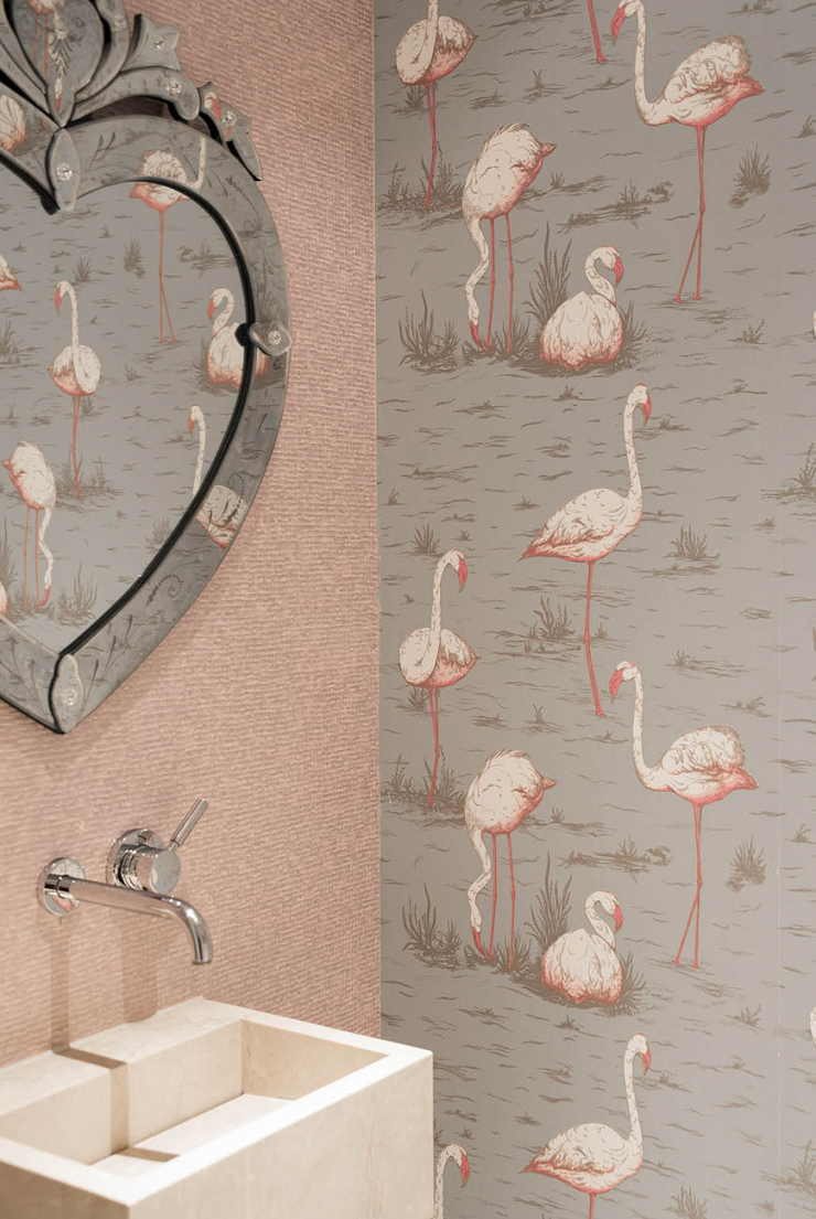 Aankoop Melodieus Losjes Pronken met palmen en flamingo behang op het toilet - Interior junkie